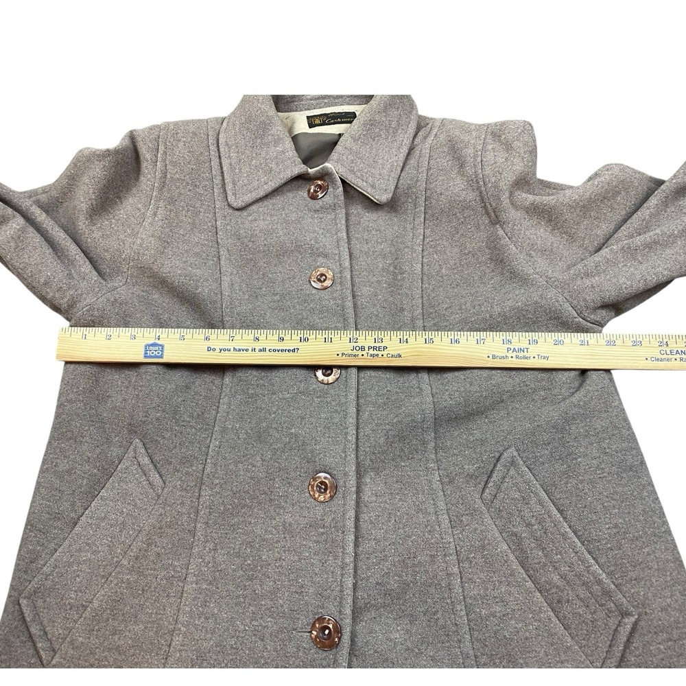 VTG FRANCE Wool Cashmere Luxurious Blend Coat Womens XL/ 16 Gray Pockets Lined - Picture 8 of 9